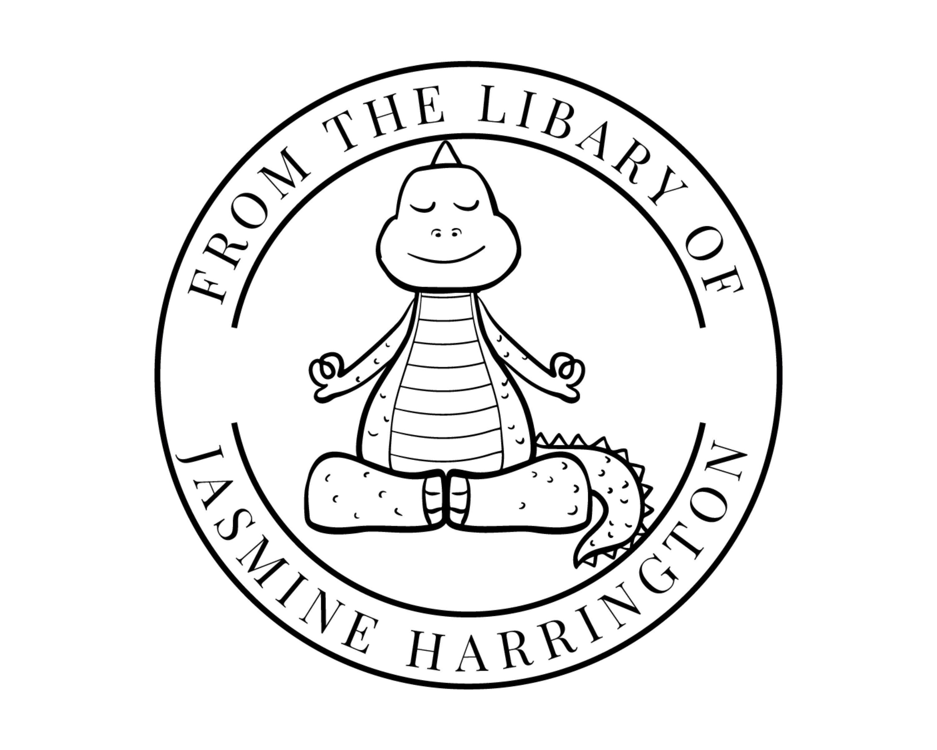 Personalized Book Wooden Handle Stamp - YOGA-DINOSAUR