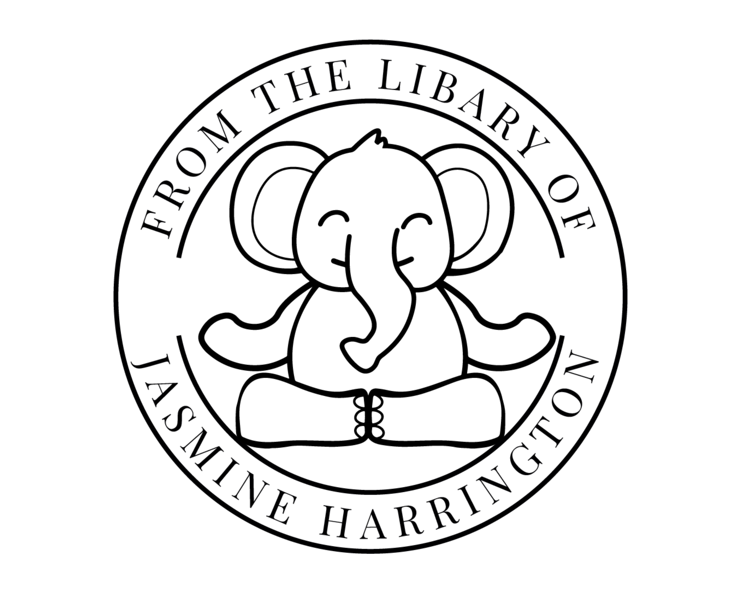 Personalized Book Wooden Handle Stamp - YOGA-ELEPHANT
