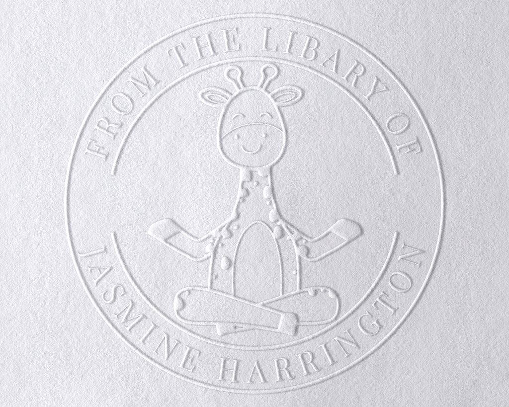 Animal Themed Personalized Book Embosser - YOGA-GIRAFFE