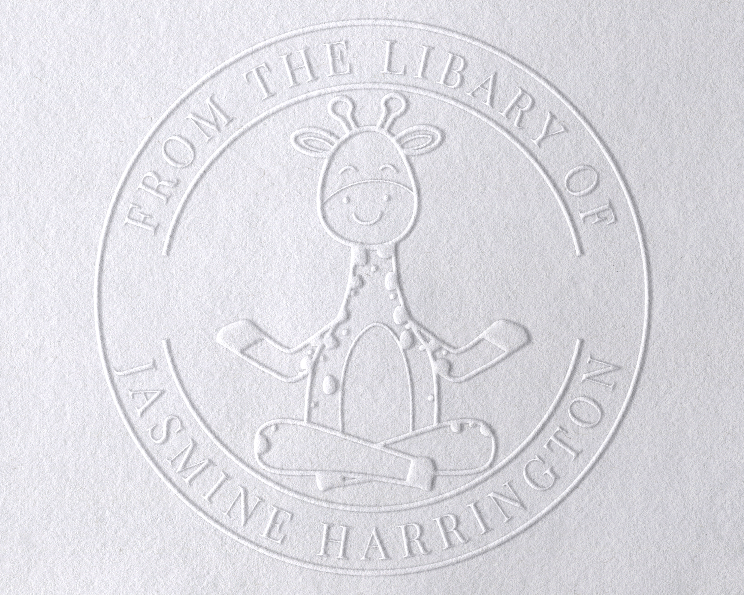Animal Themed Personalized Book Embosser - YOGA-GIRAFFE
