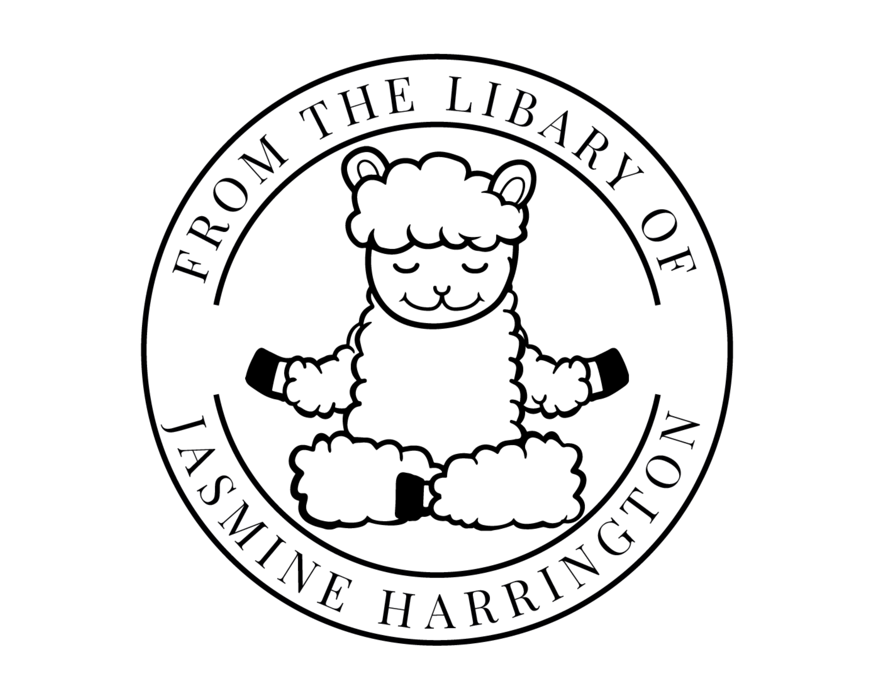 Personalized Book Wooden Handle Stamp - YOGA-LLAMA