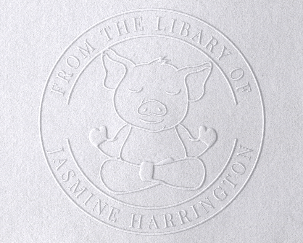 Animal Themed Personalized Book Embosser - YOGA-PIG