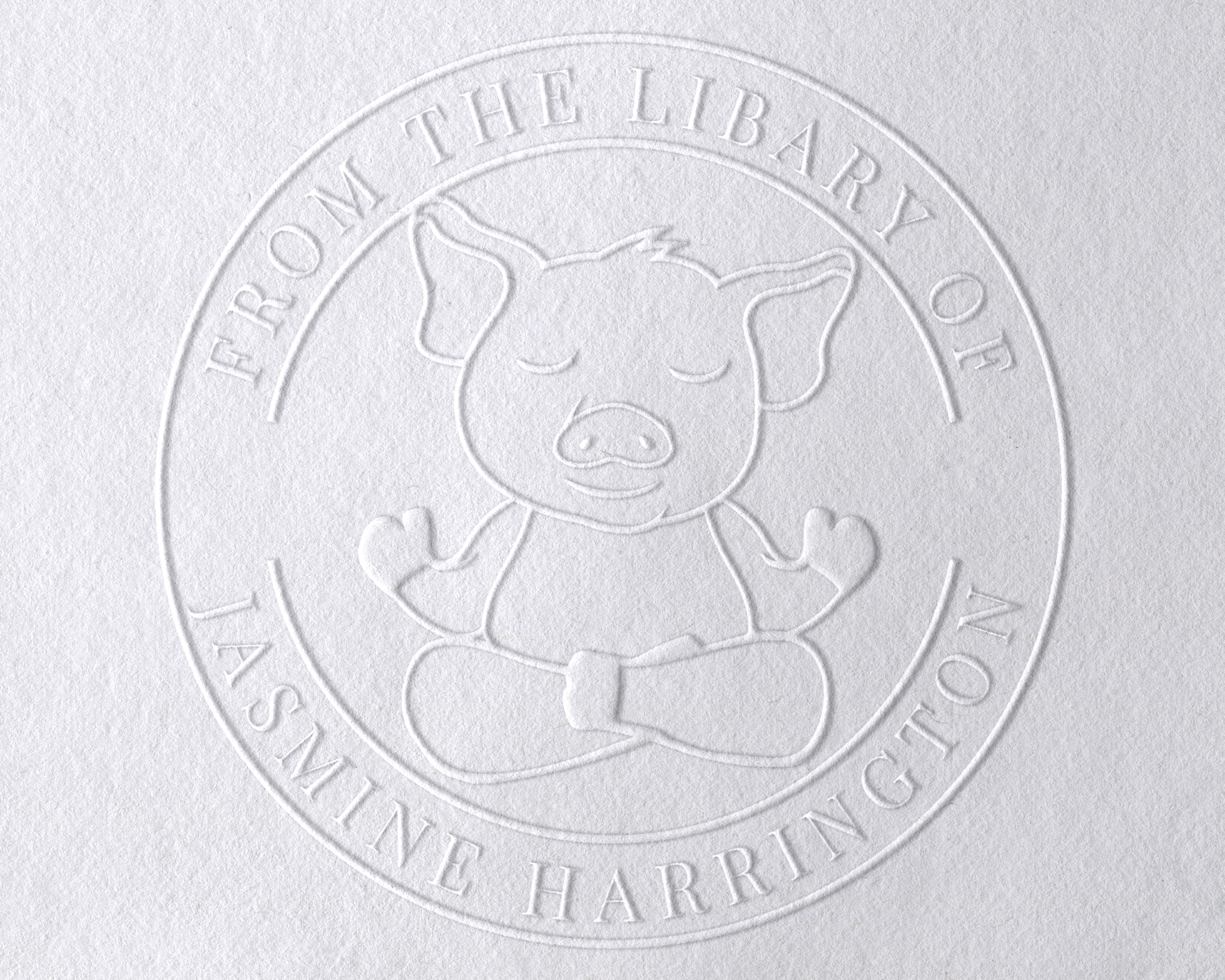 Animal Themed Personalized Book Embosser - YOGA-PIG