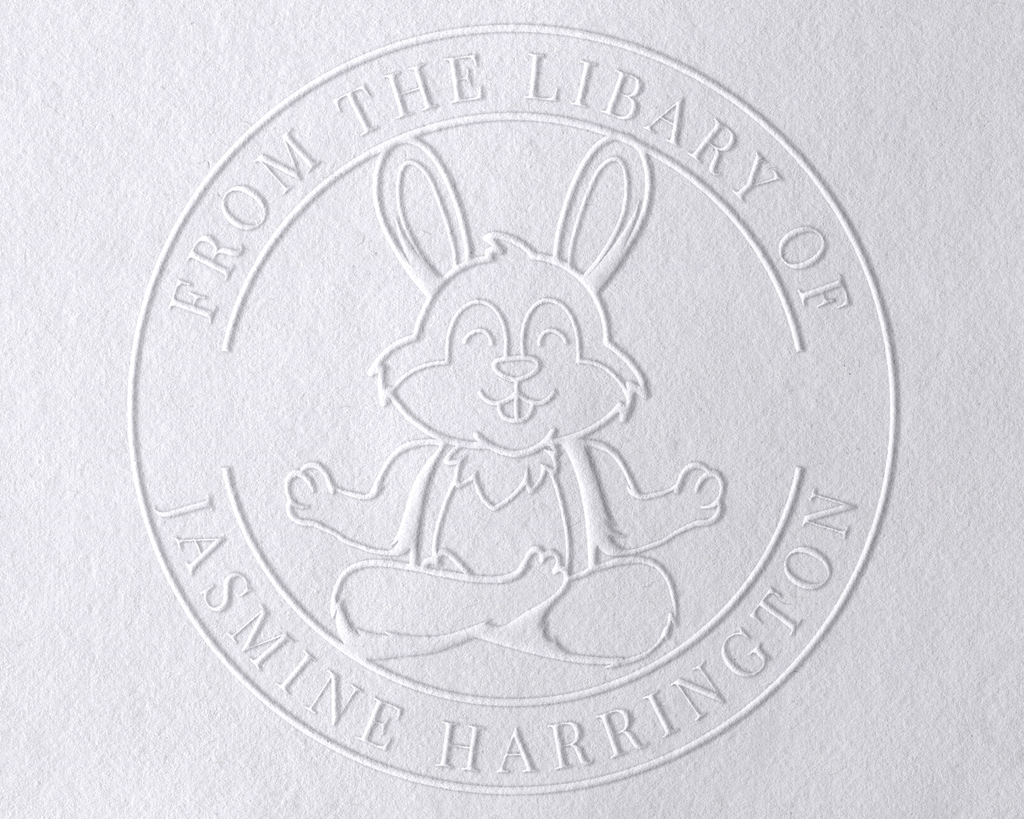 Animal Themed Personalized Book Embosser - YOGA-RABBIT