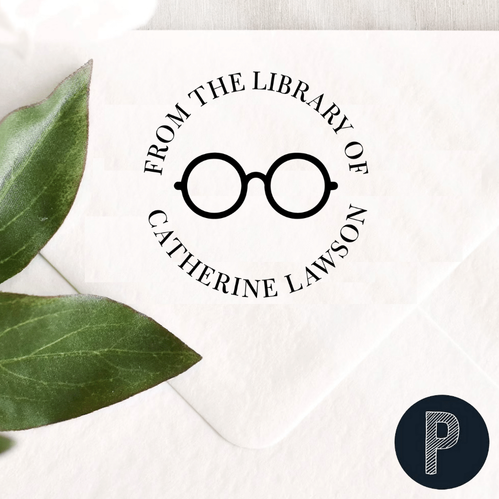 Glasses Library Book Stamp | Custom Book Stamps
