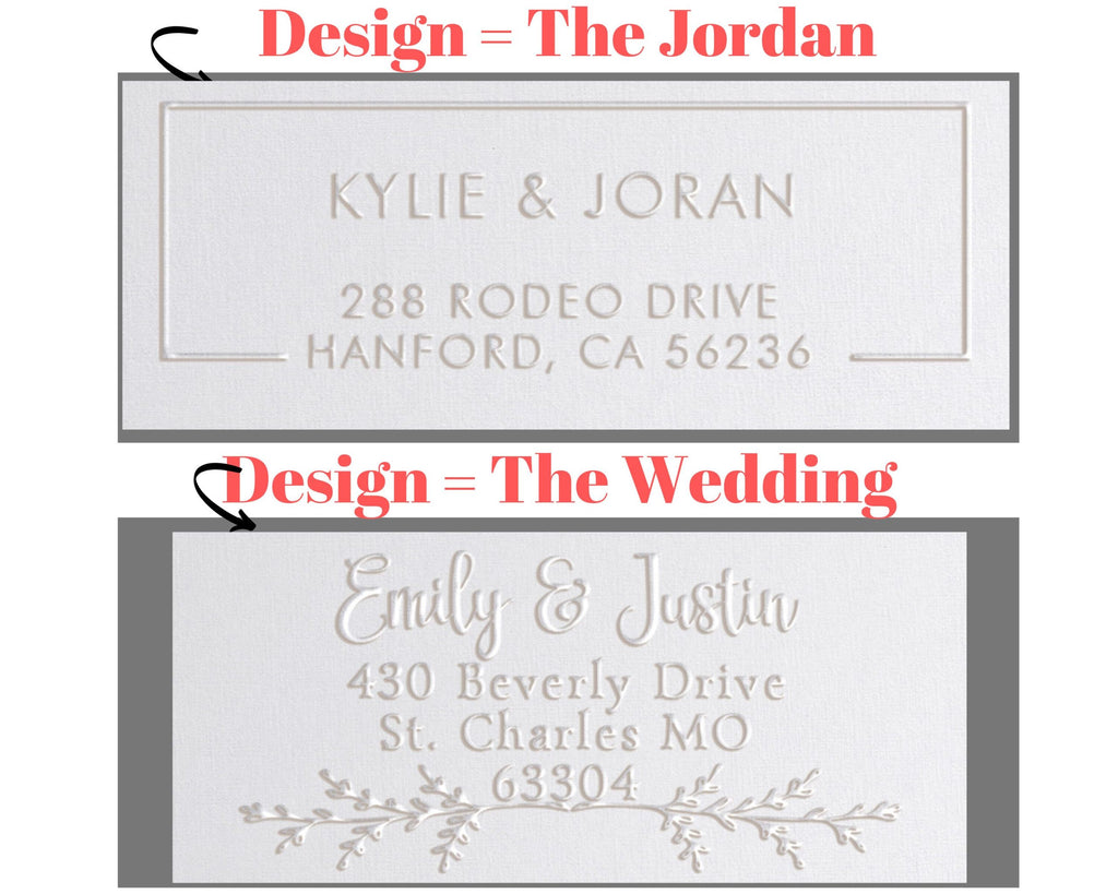 Address Invitation Embosser Stamp Wedding Invitation Seal Embosser Personalized Customized 2" x 1" 10 Designs To Choose