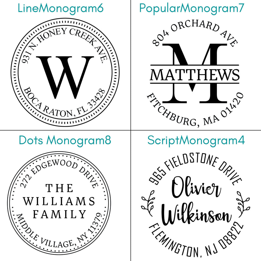 Custom Address Stamp, Self-Inking Round Monogram Address Stamp, Personalized Address Stamp