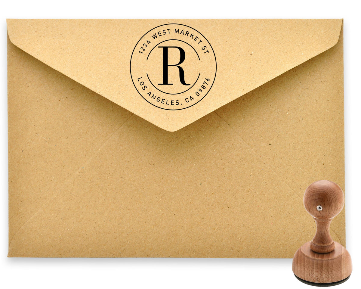 Custom Address Stamp, Self-Inking Round Monogram Address Stamp, Personalized Address Stamp