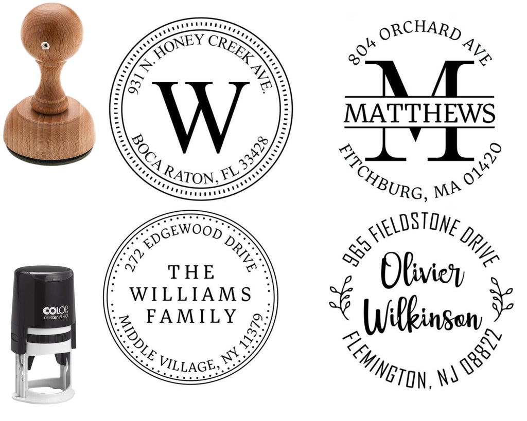 Custom Address Stamp, Self-Inking Round Monogram Address Stamp, Personalized Address Stamp