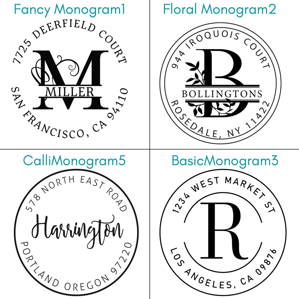 Custom Address Stamp, Self-Inking Round Monogram Address Stamp, Personalized Address Stamp