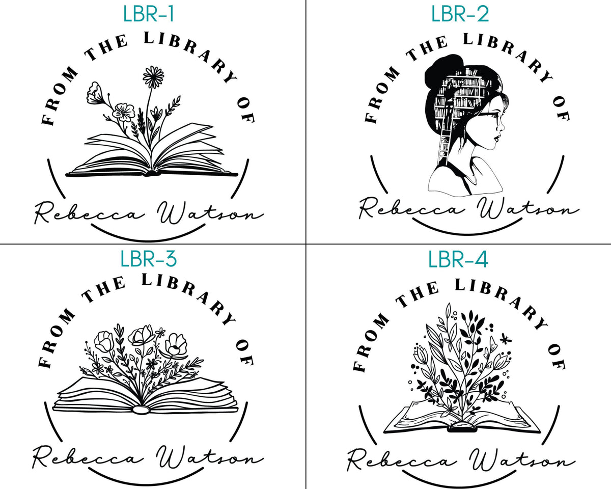 From the Library Of Stamp, Floral Monogram, Custom Ex Libris Stamp, Bookworm Gift, Rubber Stamp, From the library of, Teacher Gift