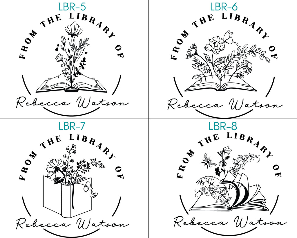 From the Library Of Stamp, Floral Monogram, Custom Ex Libris Stamp, Bookworm Gift, Rubber Stamp, From the library of, Teacher Gift