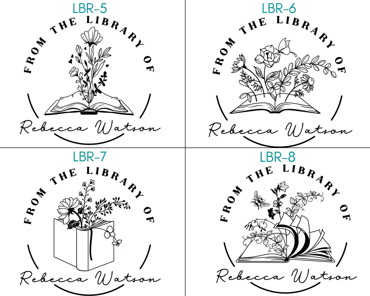 From the Library Of Stamp, Floral Monogram, Custom Ex Libris Stamp, Bookworm Gift, Rubber Stamp, From the library of, Teacher Gift