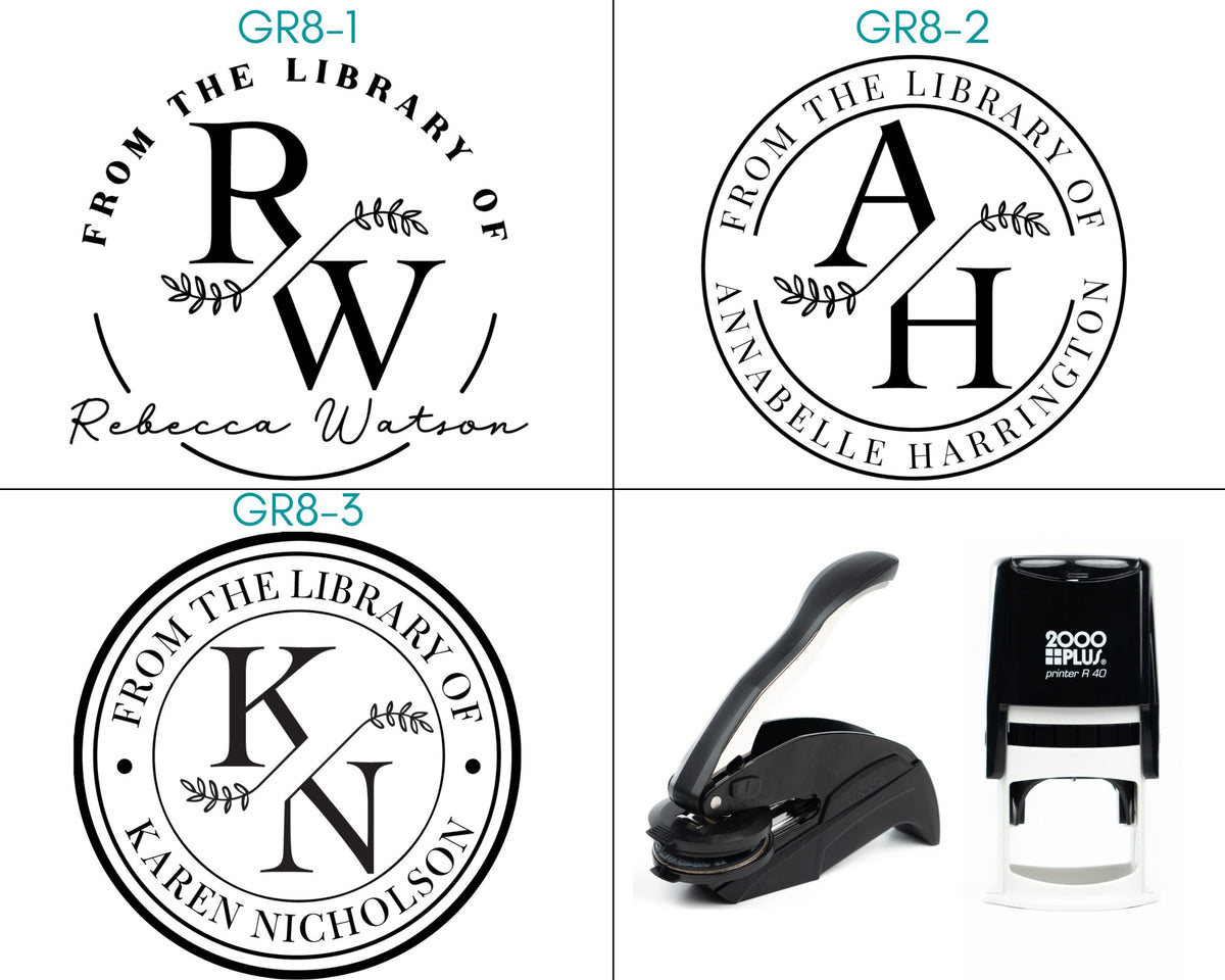 From the Library Of Stamp, Floral Monogram, Custom Ex Libris Stamp, Bookworm Gift, Rubber Stamp, From the library of, Teacher Gift