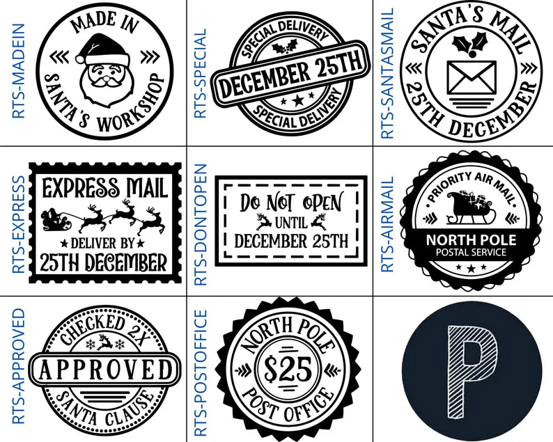 Wood Handle Santa Stamps